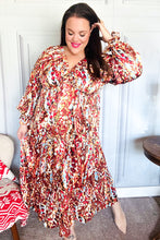 Load image into Gallery viewer, Feeling Femme Mocha Floral Print V Neck Satin Maxi Dress

