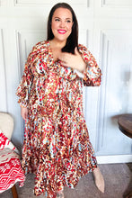 Load image into Gallery viewer, Feeling Femme Mocha Floral Print V Neck Satin Maxi Dress
