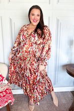 Load image into Gallery viewer, Feeling Femme Mocha Floral Print V Neck Satin Maxi Dress
