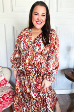 Load image into Gallery viewer, Feeling Femme Mocha Floral Print V Neck Satin Maxi Dress
