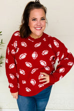 Load image into Gallery viewer, Game Day Red Football Print Jacquard Knit Sweater
