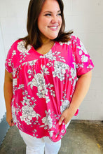 Load image into Gallery viewer, Fuchsia Floral V Neck Dolman Top
