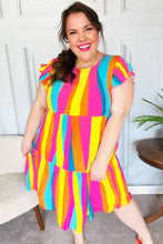 Load image into Gallery viewer, Eyes On You Multicolor Abstract Print Smocked Ruffle Sleeve Dress
