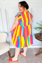 Load image into Gallery viewer, Eyes On You Multicolor Abstract Print Smocked Ruffle Sleeve Dress
