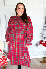 Load image into Gallery viewer, All I Want Hunter Red Plaid Check Woven Pocketed Dress
