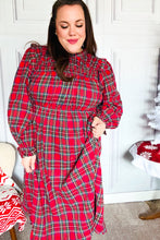 Load image into Gallery viewer, All I Want Hunter Red Plaid Check Woven Pocketed Dress
