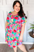 Load image into Gallery viewer, Ready For The Day Fuchsia Floral Babydoll Fit &amp; Flare Dress
