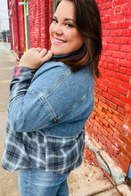 Load image into Gallery viewer, Denim &amp; Plaid Color Block Cut Edge Jacket

