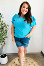 Load image into Gallery viewer, Lovely In Blue Tiered Double Ruffle Sleeve Woven Top
