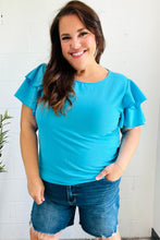 Load image into Gallery viewer, Lovely In Blue Tiered Double Ruffle Sleeve Woven Top
