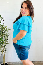 Load image into Gallery viewer, Lovely In Blue Tiered Double Ruffle Sleeve Woven Top
