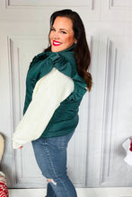 Load image into Gallery viewer, Feeling Festive Hunter Green Zipper Up Quilted Ruffle Sleeve Puffer Vest
