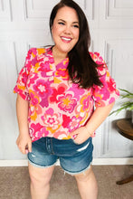 Load image into Gallery viewer, All That You Need Pink Floral Puff Sleeve V Neck Top
