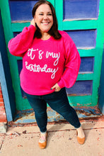 Load image into Gallery viewer, Pretty in Pink Embroidery &quot;It&#39;s My Birthday&quot; Chunky Knit Top
