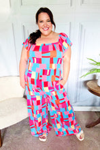 Load image into Gallery viewer, Scarlet &amp; Aqua Geometric Print Wide Leg Jumpsuit
