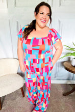 Load image into Gallery viewer, Scarlet &amp; Aqua Geometric Print Wide Leg Jumpsuit
