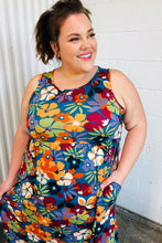 Load image into Gallery viewer, Teal &amp; Maroon Flat Floral  Fit and Flare Sleeveless Maxi Dress
