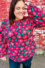 Load image into Gallery viewer, Your Best Days Magenta &amp; Hunter Green Floral Print Frill Neck Top
