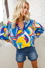 Load image into Gallery viewer, Best in Bold Abstract Print Button-Down Smock Sleeve Top
