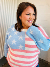 Load image into Gallery viewer, Stars &amp; Stripes Patriotic Hi Lo Oversized Sweater
