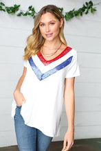 Load image into Gallery viewer, Patriotic Sequin V Neck French Terry Top
