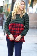 Load image into Gallery viewer, Holiday Plaid Babydoll Color Block Swing Top
