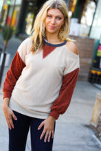Load image into Gallery viewer, Oatmeal Textured Sweater Knit Cold Shoulder Top
