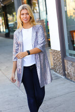 Load image into Gallery viewer, Holiday Silver Iridescent Sequin Open Lined Cardigan
