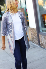Load image into Gallery viewer, Holiday Silver Iridescent Sequin Open Lined Cardigan
