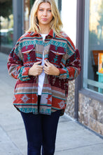 Load image into Gallery viewer, Holiday Aztec Flannel Textured Button Down Pocketed Shacket
