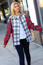 Load image into Gallery viewer, Holiday Red &amp; White Plaid Color Block Hi Lo Shacket
