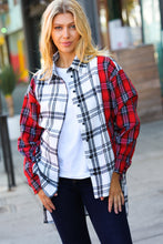 Load image into Gallery viewer, Holiday Red &amp; White Plaid Color Block Hi Lo Shacket
