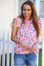 Load image into Gallery viewer, Be Adorable Coral Floral &amp; Leaf Print Mock Neck Blouse
