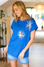 Load image into Gallery viewer, Light Me Up Blue Sequin Firework Dolman Top
