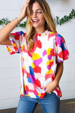 Load image into Gallery viewer, Multicolor Print Frilled Mock Neck Puff Sleeve Top
