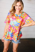 Load image into Gallery viewer, Vibrant Multicolor Drop Shoulder Floral Babydoll Top
