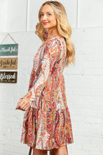 Load image into Gallery viewer, Paisley Floral Print Square Neck Ruffle Dress with Pockets
