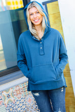 Load image into Gallery viewer, Cozy Up Teal French Terry Snap Button Hoodie
