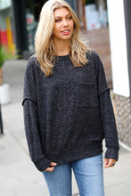 Load image into Gallery viewer, Stay Awhile Charcoal Drop Shoulder Melange Sweater

