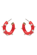 Load image into Gallery viewer, Designature New York - Round Pearlized Color Enamel Pearls Hoop Earrings
