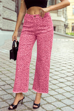 Load image into Gallery viewer, 1 the Woman - Leopard /Polka Dot Frayed Edge Wide Leg High Waist Jeans
