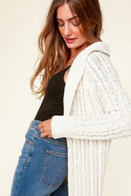 Load image into Gallery viewer, Cream Cable Knit Shawl Collar Open Cardigan
