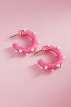 Load image into Gallery viewer, Designature New York - Round Pearlized Color Enamel Pearls Hoop Earrings
