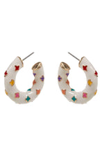 Load image into Gallery viewer, Designature New York - Clover Pattern Color Enamel Post Pin Hoop Earrings

