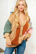 Load image into Gallery viewer, Geometric Color Block Button Down Cardigan
