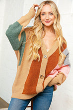 Load image into Gallery viewer, Geometric Color Block Button Down Cardigan
