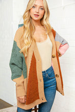 Load image into Gallery viewer, Geometric Color Block Button Down Cardigan
