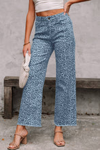Load image into Gallery viewer, 1 the Woman - Leopard /Polka Dot Frayed Edge Wide Leg High Waist Jeans
