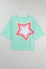 Load image into Gallery viewer, 66DISCO - Colorblock Star Patched Half Sleeve Oversized Tee(S-XL)
