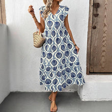 Load image into Gallery viewer, Lovesoft - Loose-Fit Deep V-Neck Floral Print Maxi Dress
